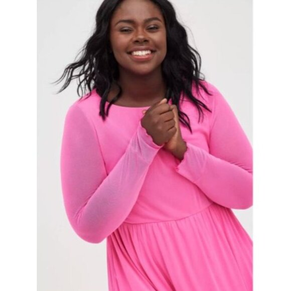 Torrid Womens Ruffle Tiered Mini Dress Mesh Pink size 2X plus - Picture 7 of 8